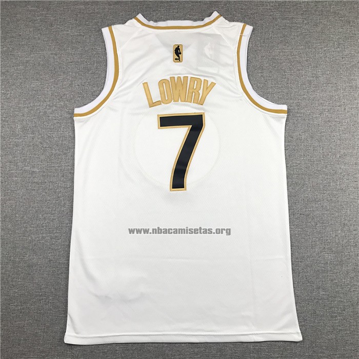 Camiseta Golden Edition Toronto Raptors Kyle Lowry NO 7 Blanco